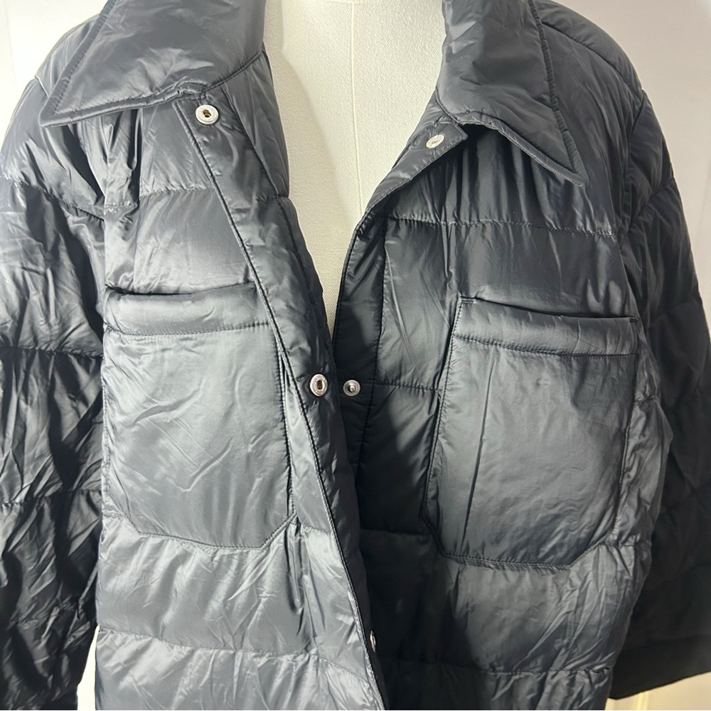J JILL DOWN QUILTED LIGHTWEIGHT MID LENGTH BLACK PUFFER COAT (size 2X) - Picture 4 of 9
